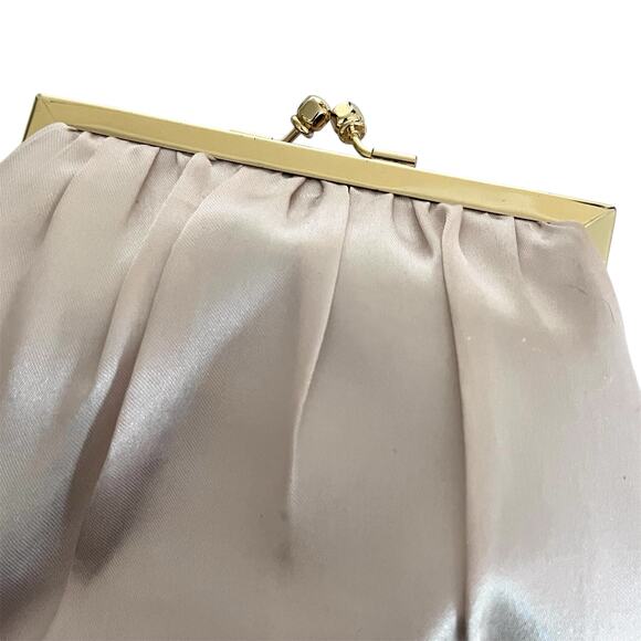 Jessica McClintock Vintage Satin Evening Bag Rhinestone Kiss Lock Purse NWT - Picture 5 of 8